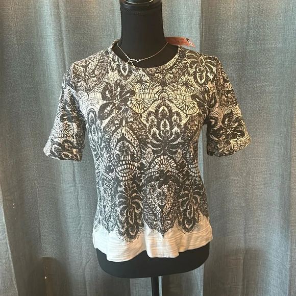 Black and White J. Crew Lace Look Blouse - Picture 1 of 4